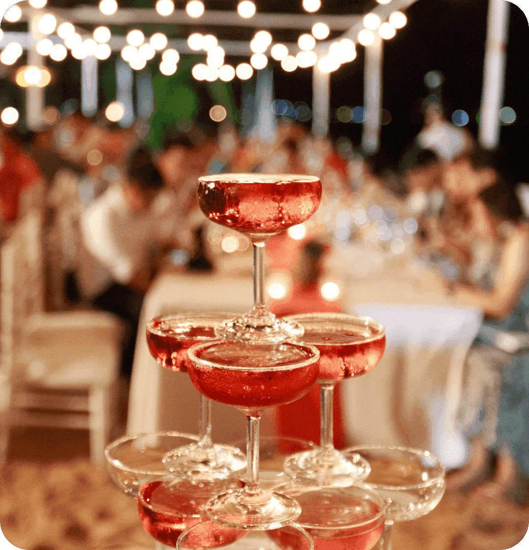 Champagne tower at festive event